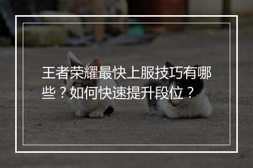 王者荣耀最快上服技巧有哪些?如何快速提升段位?