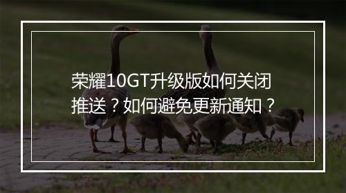 荣耀10GT升级版如何关闭推送?如何避免更新通知?