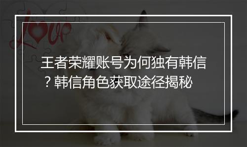 王者荣耀账号为何独有韩信?韩信角色获取途径揭秘