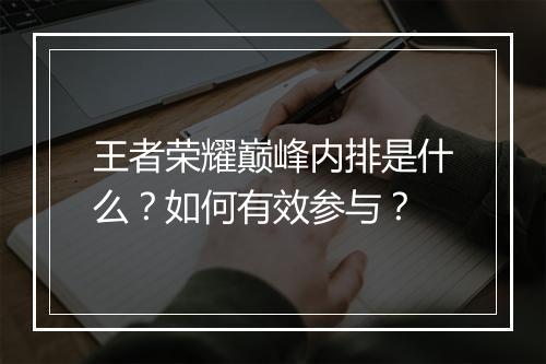王者荣耀巅峰内排是什么?如何有效参与?
