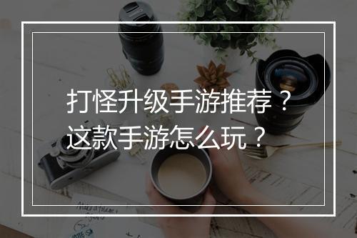 打怪升级手游推荐？这款手游怎么玩？