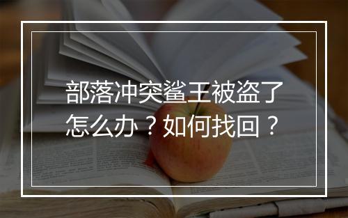 部落冲突鲨王被盗了怎么办？如何找回？