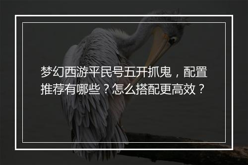 梦幻西游平民号五开抓鬼,配置推荐有哪些?怎么搭配更高效?