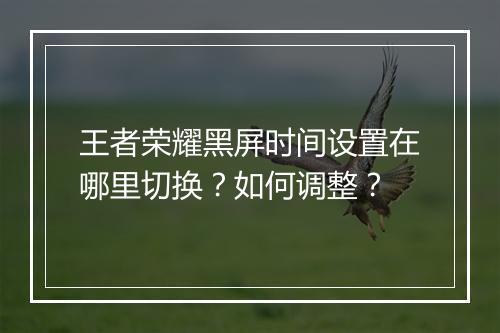 王者荣耀黑屏时间设置在哪里切换?如何调整?