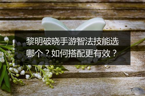 黎明破晓手游智法技能选哪个？如何搭配更有效？
