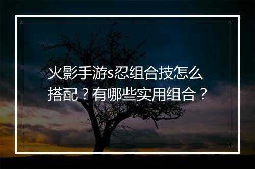 火影手游s忍组合技怎么搭配?有哪些实用组合?