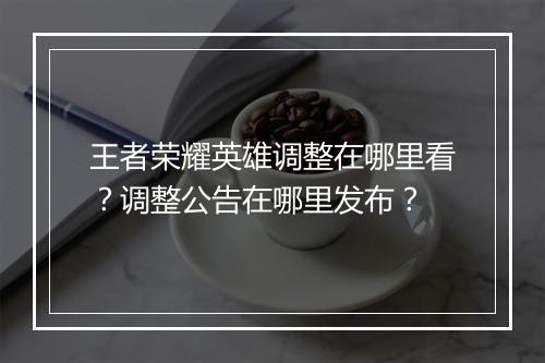 王者荣耀英雄调整在哪里看？调整公告在哪里发布？