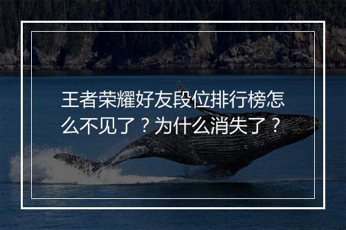 王者荣耀好友段位排行榜怎么不见了？为什么消失了？