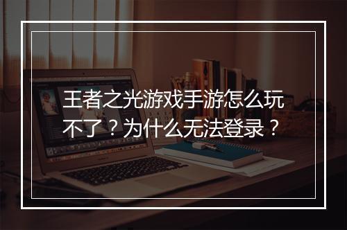 王者之光游戏手游怎么玩不了?为什么无法登录?