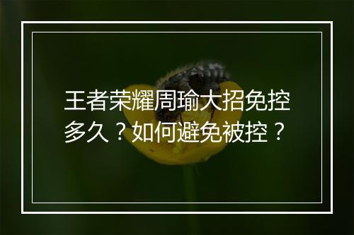 王者荣耀周瑜大招免控多久?如何避免被控?