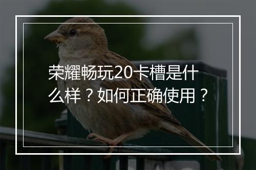 荣耀畅玩20卡槽是什么样？如何正确使用？