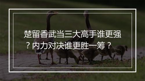楚留香武当三大高手谁更强?内力对决谁更胜一筹?