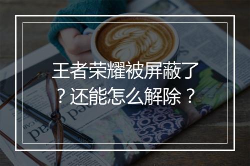 王者荣耀被屏蔽了？还能怎么解除？