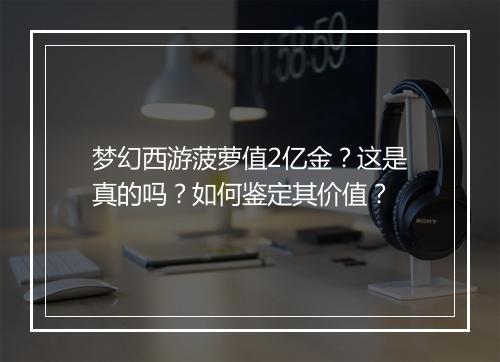 梦幻西游菠萝值2亿金?这是真的吗?如何鉴定其价值?