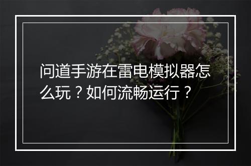问道手游在雷电模拟器怎么玩?如何流畅运行?