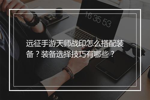 远征手游天师战印怎么搭配装备？装备选择技巧有哪些？