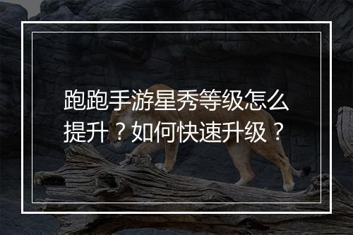 跑跑手游星秀等级怎么提升？如何快速升级？