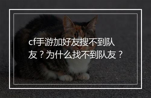 cf手游加好友搜不到队友？为什么找不到队友？