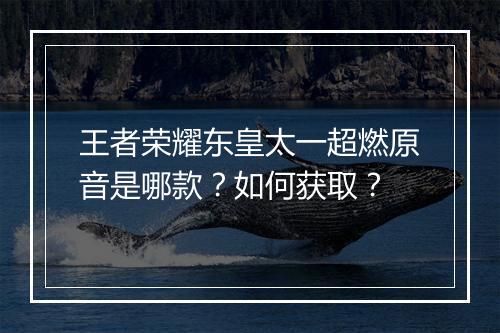 王者荣耀东皇太一超燃原音是哪款?如何获取?