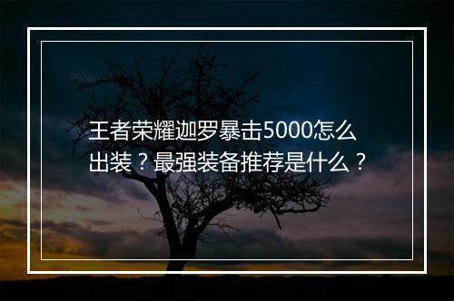 王者荣耀迦罗暴击5000怎么出装?最强装备推荐是什么?