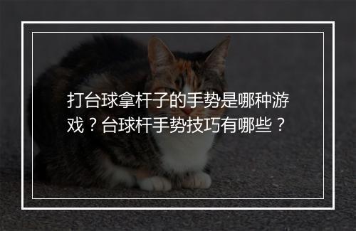 打台球拿杆子的手势是哪种游戏?台球杆手势技巧有哪些?