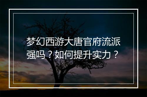 梦幻西游大唐官府流派强吗?如何提升实力?