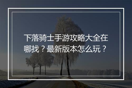 下落骑士手游攻略大全在哪找?最新版本怎么玩?