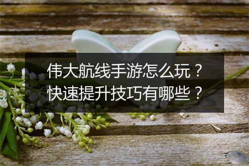 伟大航线手游怎么玩？快速提升技巧有哪些？