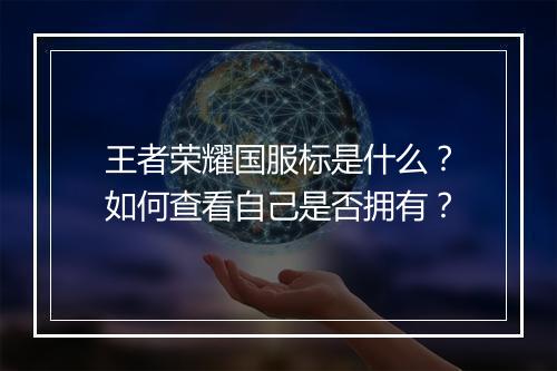 王者荣耀国服标是什么?如何查看自己是否拥有?