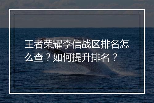 王者荣耀李信战区排名怎么查？如何提升排名？