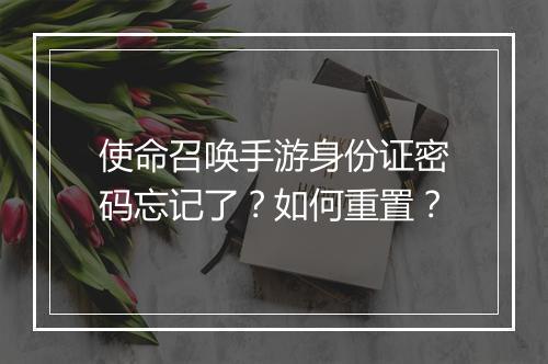 使命召唤手游身份证密码忘记了?如何重置?