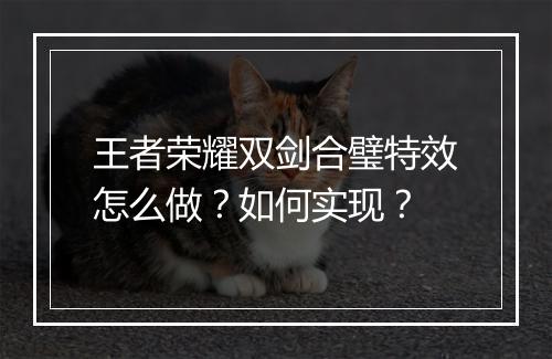 王者荣耀双剑合璧特效怎么做?如何实现?