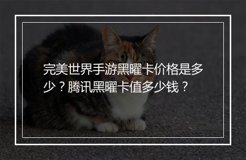 完美世界手游黑曜卡价格是多少？腾讯黑曜卡值多少钱？