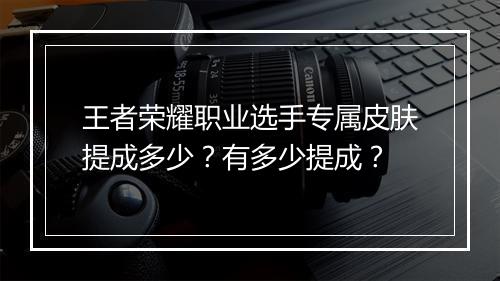 王者荣耀职业选手专属皮肤提成多少？有多少提成？