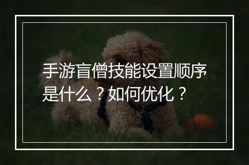 手游盲僧技能设置顺序是什么?如何优化?