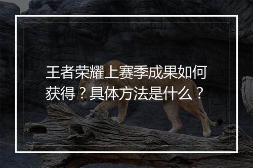 王者荣耀上赛季成果如何获得?具体方法是什么?