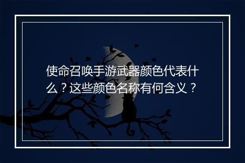 使命召唤手游武器颜色代表什么?这些颜色名称有何含义?