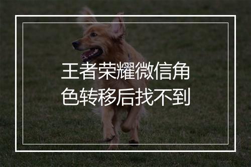 王者荣耀微信角色转移后找不到