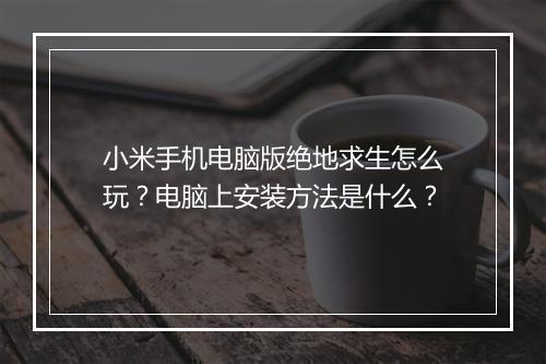 小米手机电脑版绝地求生怎么玩？电脑上安装方法是什么？