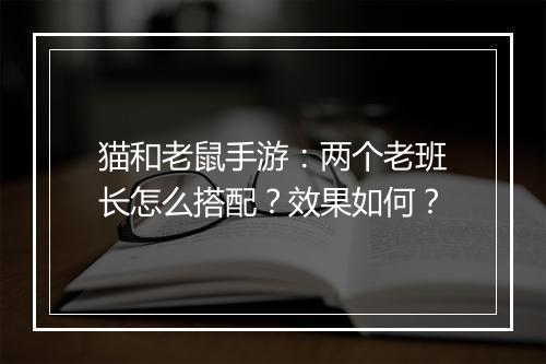 猫和老鼠手游：两个老班长怎么搭配？效果如何？