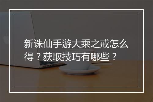 新诛仙手游大乘之戒怎么得?获取技巧有哪些?