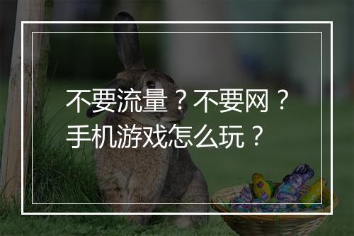不要流量？不要网？手机游戏怎么玩？