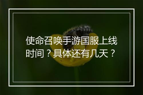 使命召唤手游国服上线时间?具体还有几天?