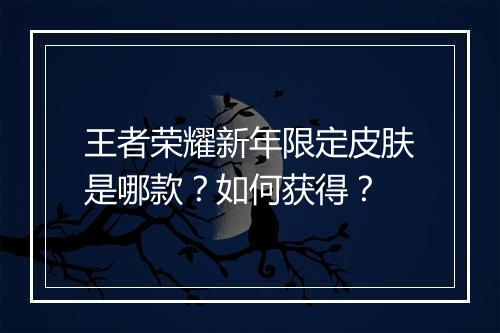 王者荣耀新年限定皮肤是哪款?如何获得?