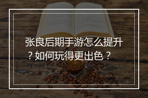 张良后期手游怎么提升?如何玩得更出色?