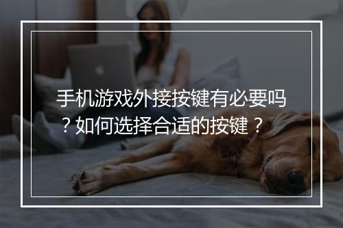 手机游戏外接按键有必要吗？如何选择合适的按键？