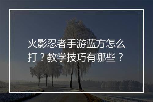 火影忍者手游蓝方怎么打？教学技巧有哪些？