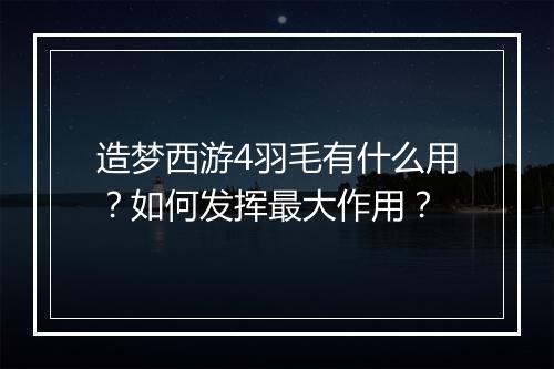 造梦西游4羽毛有什么用？如何发挥最大作用？