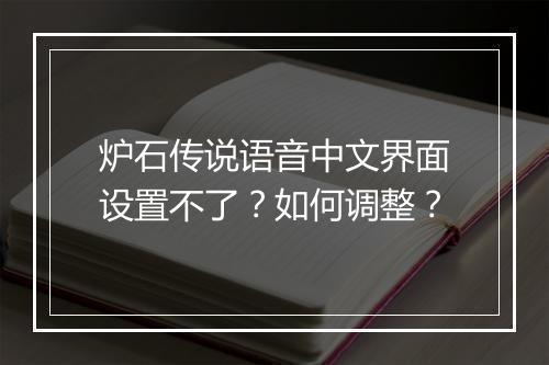 炉石传说语音中文界面设置不了?如何调整?