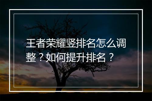 王者荣耀竖排名怎么调整？如何提升排名？